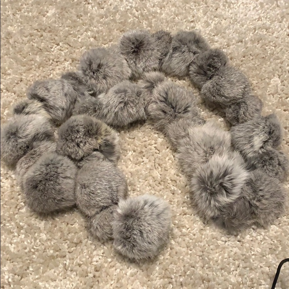Genuine rabbit fur poms scarf